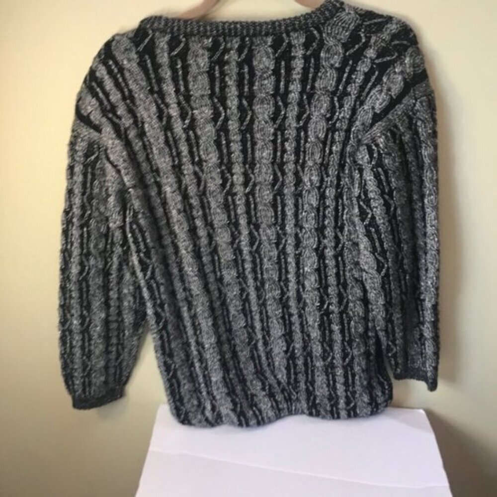 Franco Valeri Vintage 80s Cable Knit Metallic Knit Sweater Top Tunic Chunky Rare - Picture 3 of 15